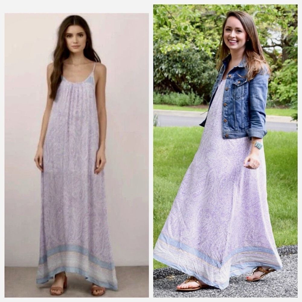 Tobi Maxi Slip Dress Womens Sz Small Purple Paisley Boho Spaghetti Straps